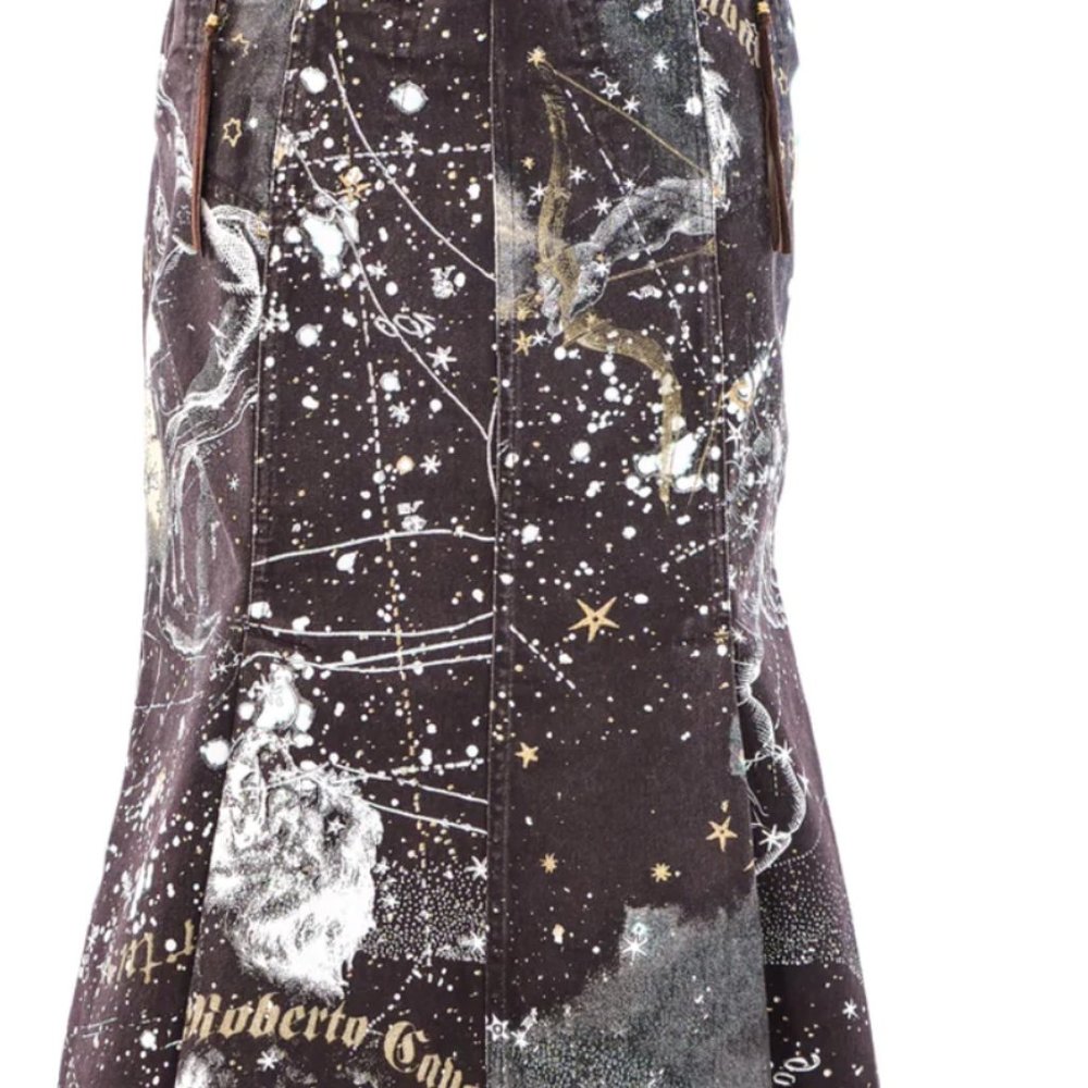 Roberto Cavalli Black Starry Print Skirt